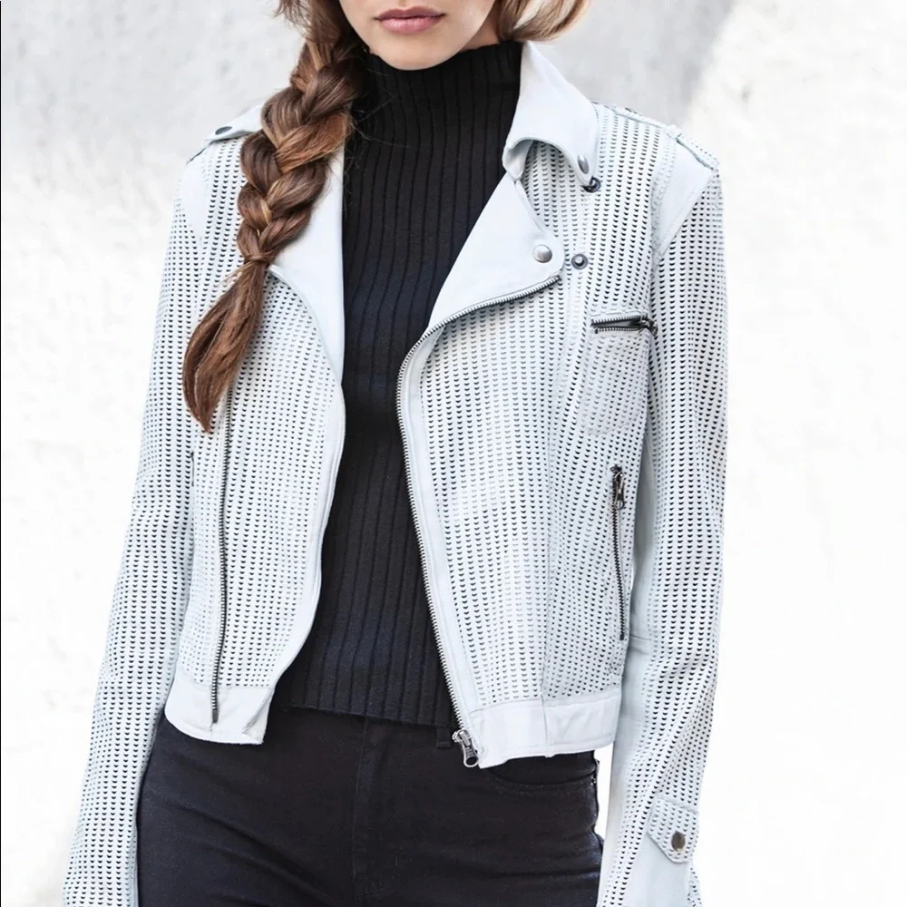 JOSEY PERFORATED WASHED LEATHER JACKET - Picture 3 of 11